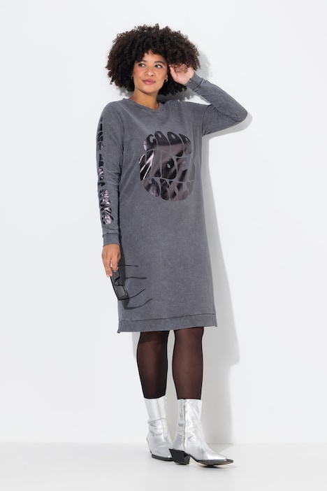 Sweatkleid, acid washed, Metallic-Print