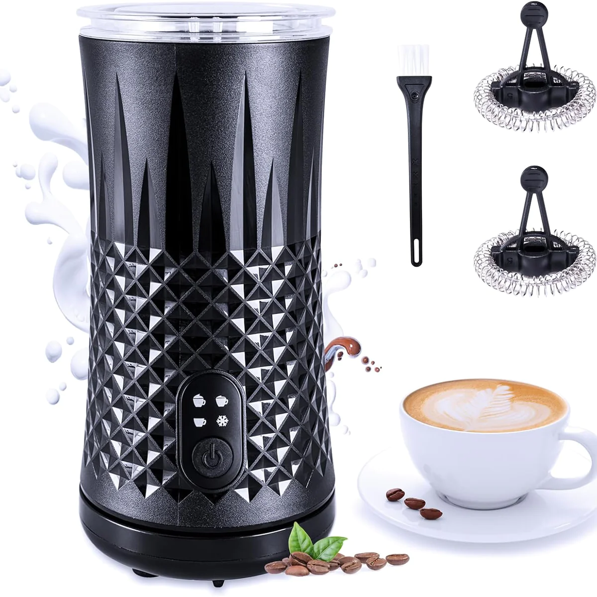 Mousseur à Lait Électrique Automatique 4 en 1 noir Vendos85