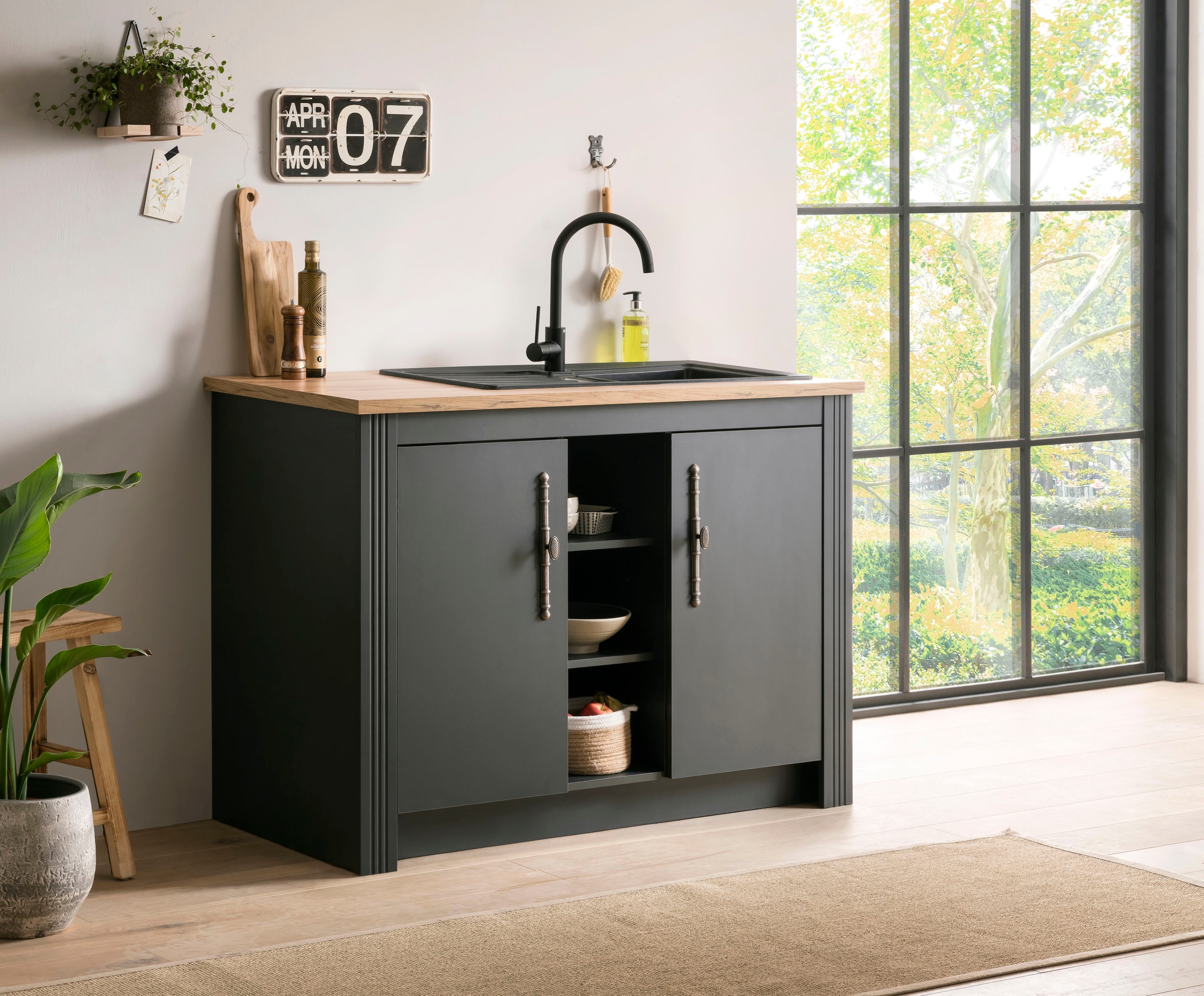 KOCHSTATION Spülenschrank »KS-Westminster« im romantischen Landhausstil, Breite 130 cm, exclusiv by Otto