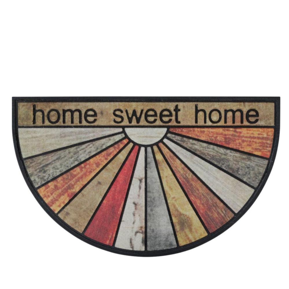 NO MARK Tapis Extérieur Demi Lune Imprimé Gris/Marron Luance 75x45cm Home Sweet Home