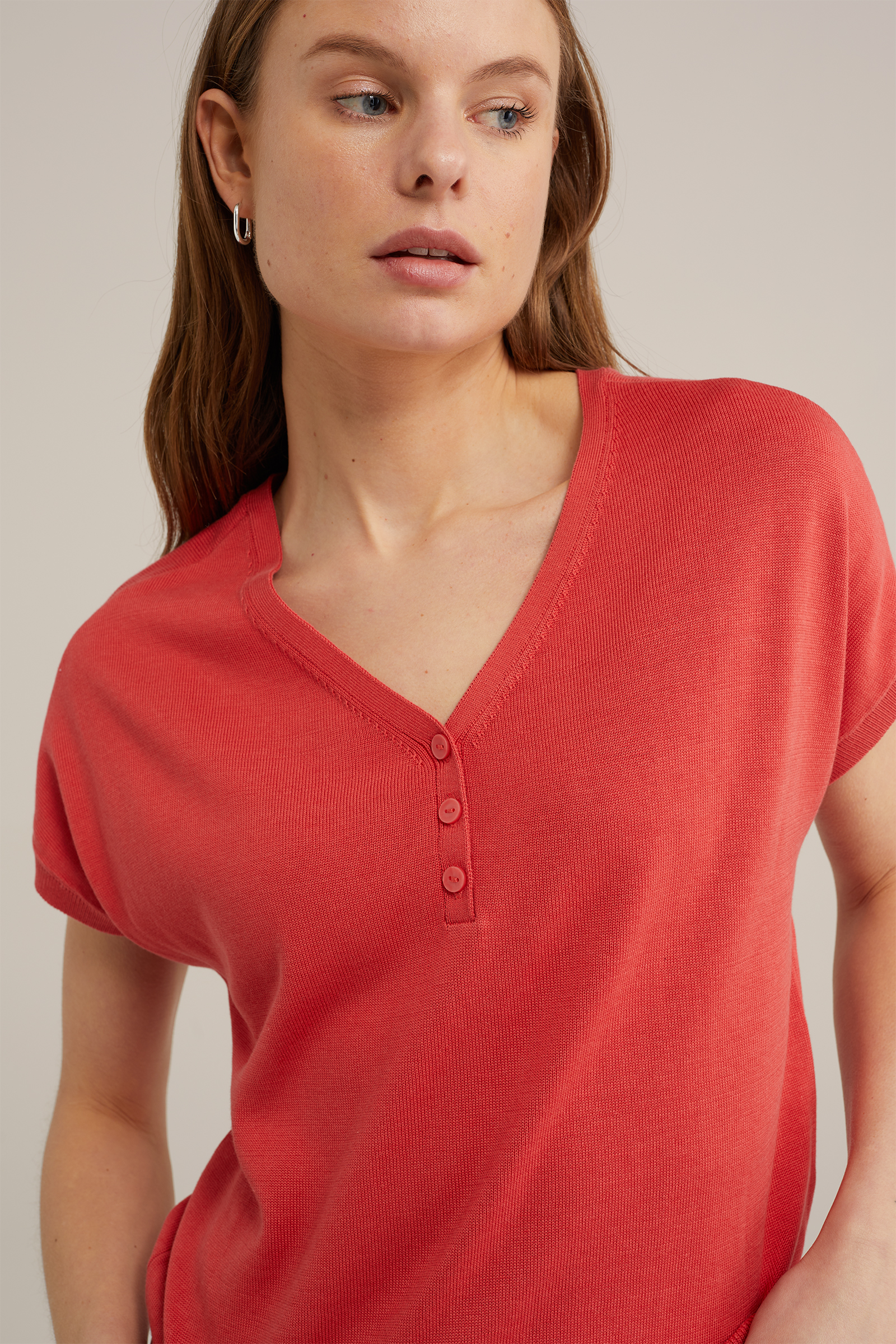 top met V-hals WE Fashion Donkerrood