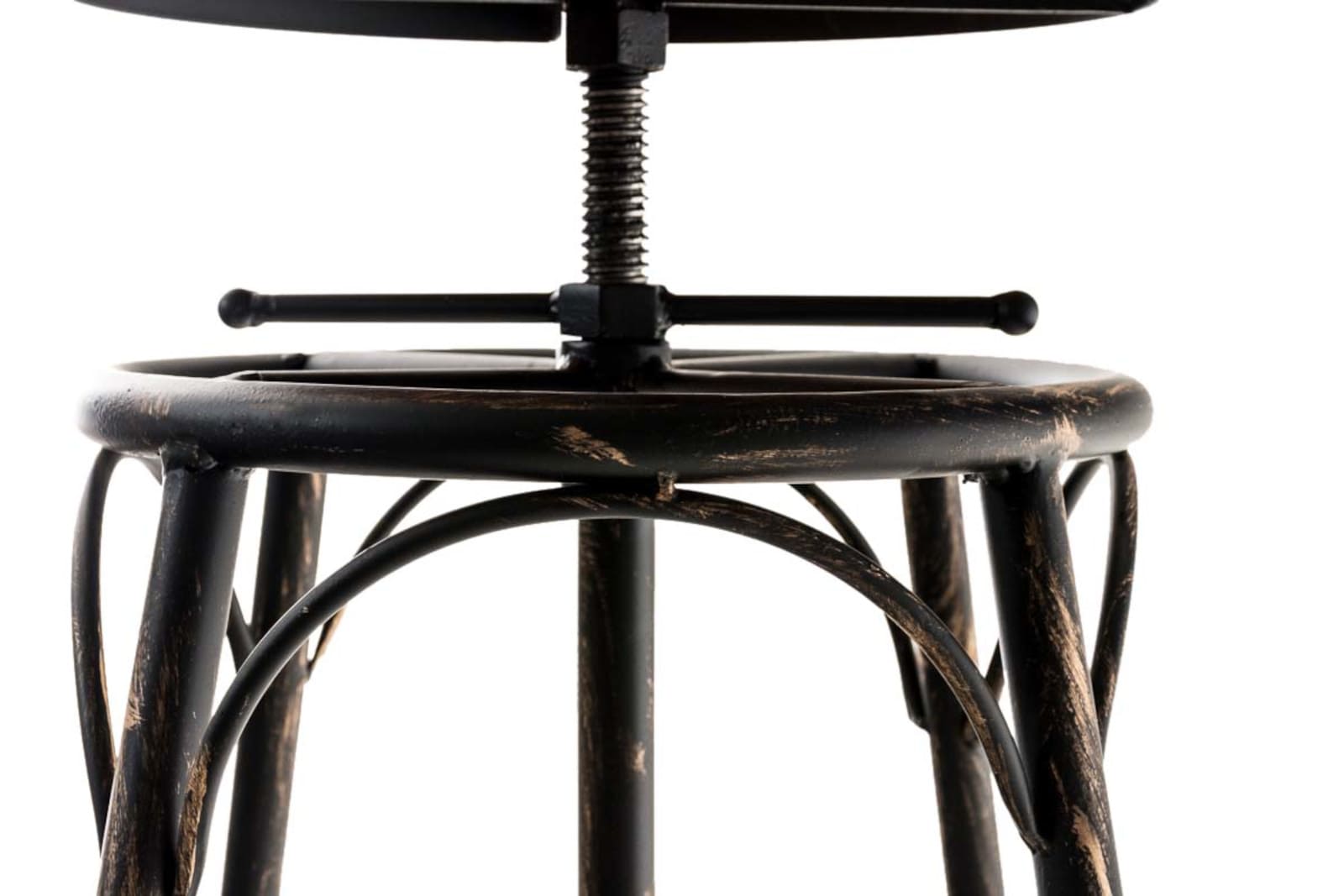 CLP 2er-Set Barhocker Beam Mit Holzsitz Und Metallgestell I Sitzhocker mit runder Sitzfläche I Höhenverstellbar Drehbar