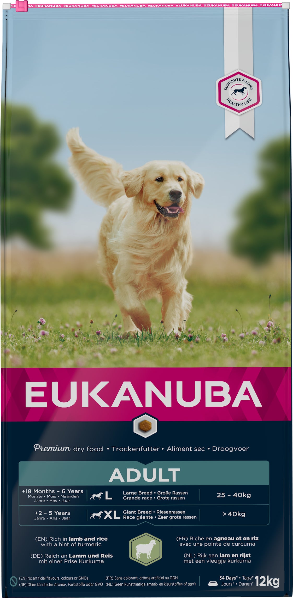 Eukanuba hondenvoer adult (extra) groot lam en rijst 12 kg