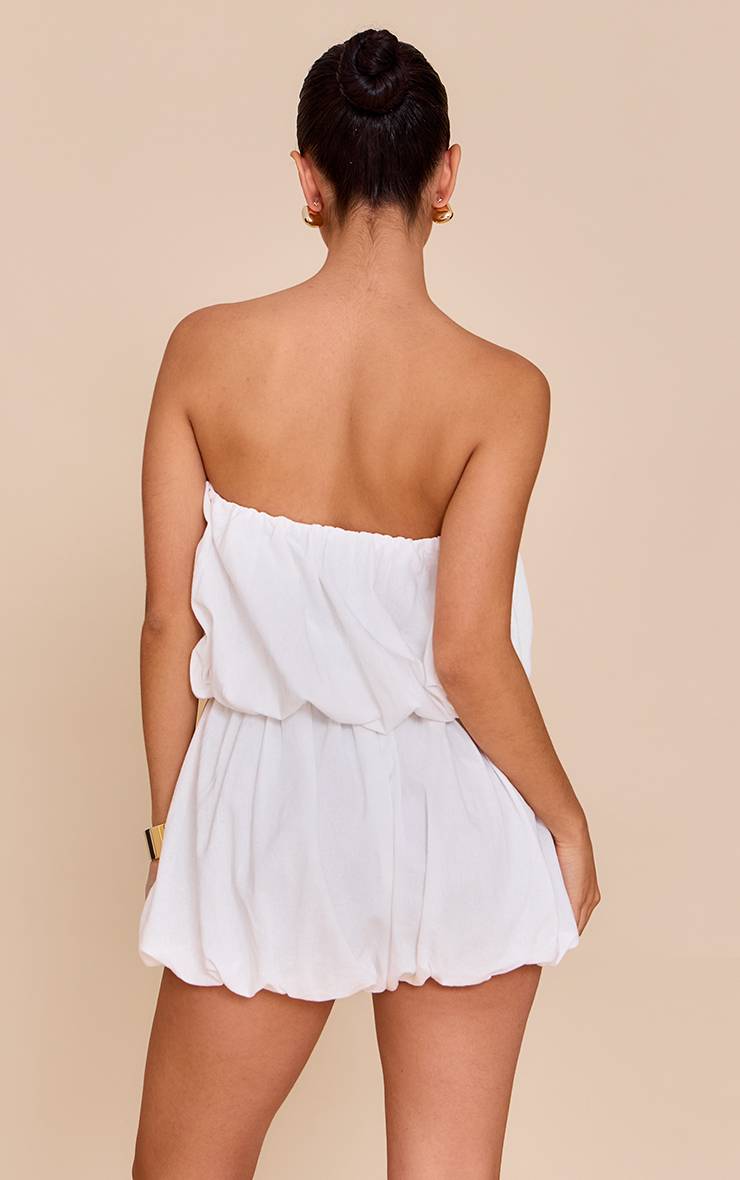 Blanc Combi-short Bandeau À Détail Bouffant