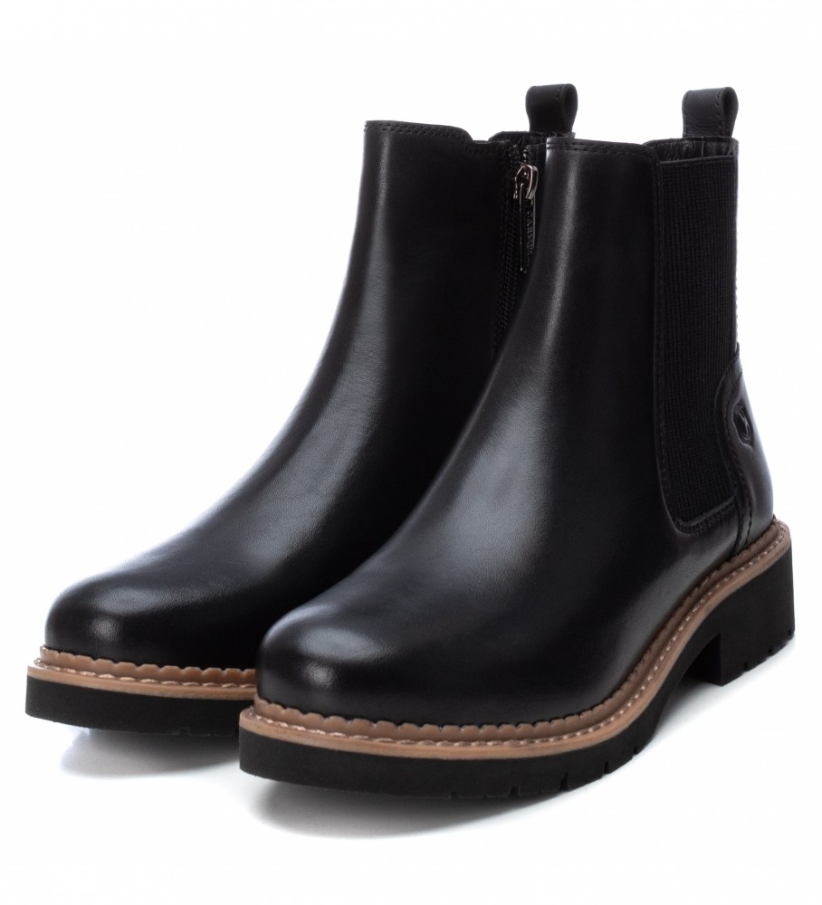 Botas de tornozelo Carmela em couro, modelo 160046, pretas.