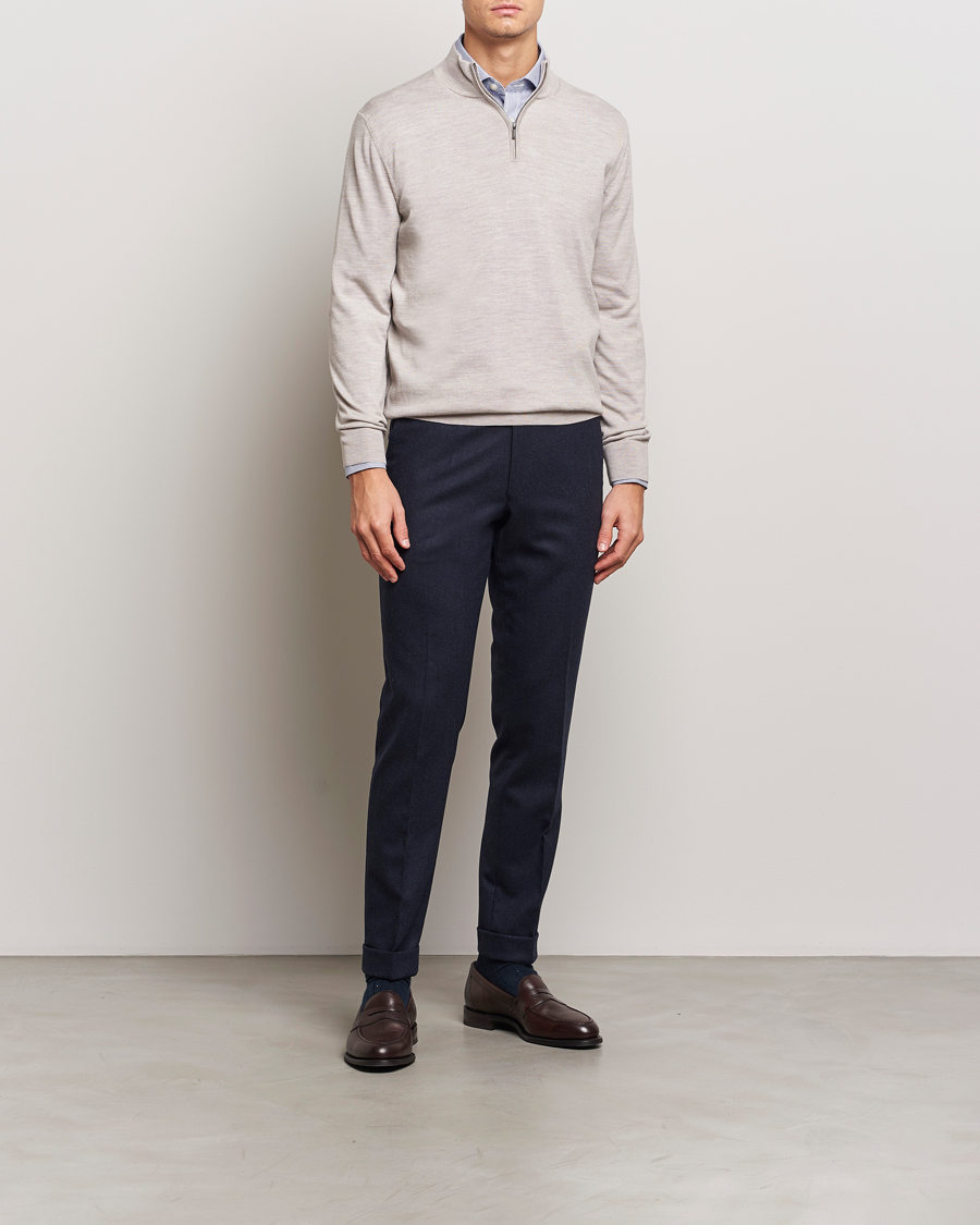 Charles Tyrwhitt Pure Merino Zip Neck Jumper Limestone