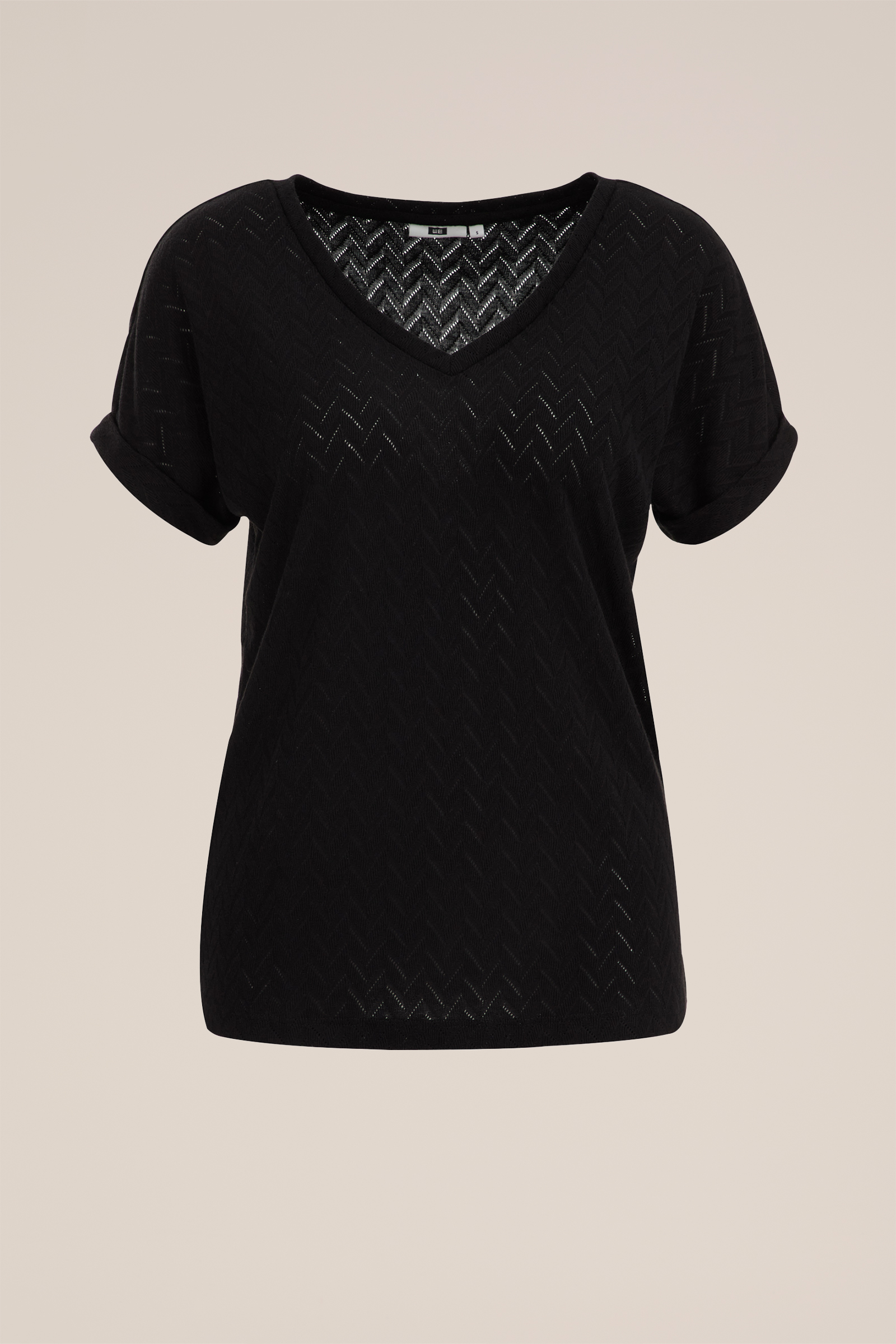 top met opengewerkt dessin WE Fashion Zwart
