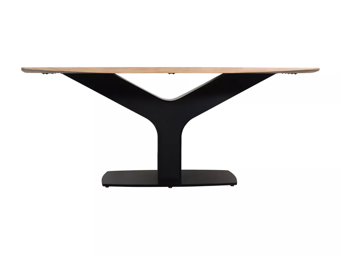 Table à manger 8 personnes en bois d'acacia et métal - Naturel et noir - MIRIONA