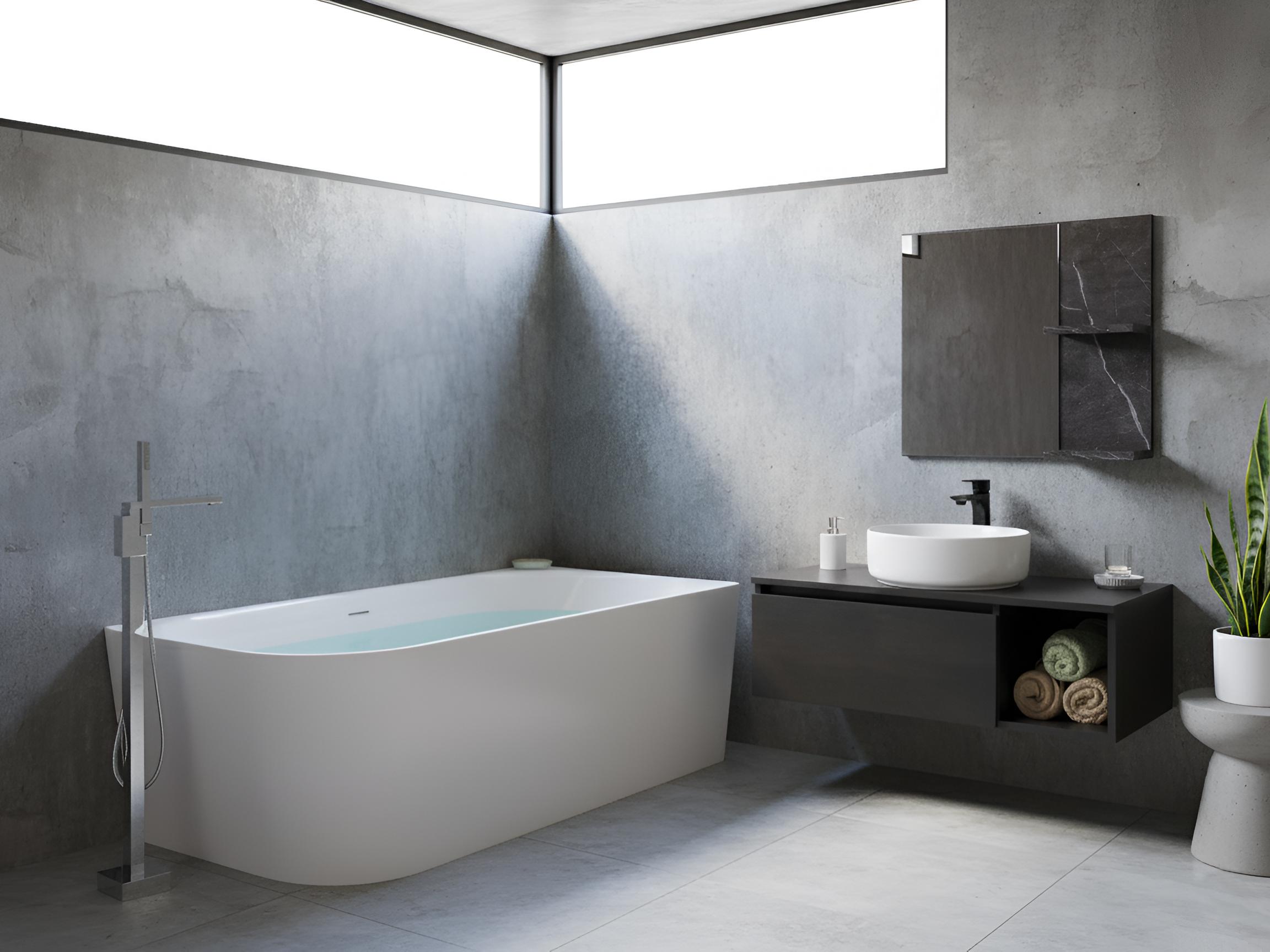 Hoekbad RENACA linkszijdig 170 x 79 cm Wit