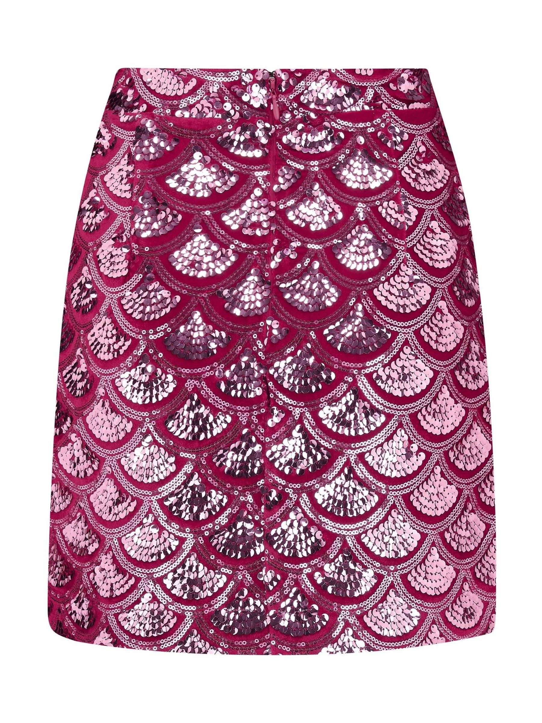Roze - Pour Moi - Selena - Fluwelen minirok met lovertjes