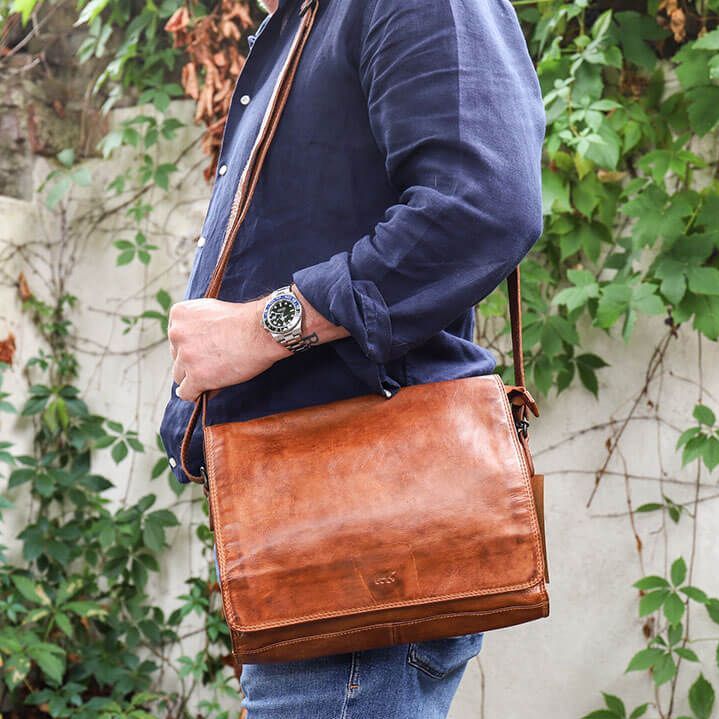 Bear Design Hanna Leren Overslagtas / Schoudertas - Cognac