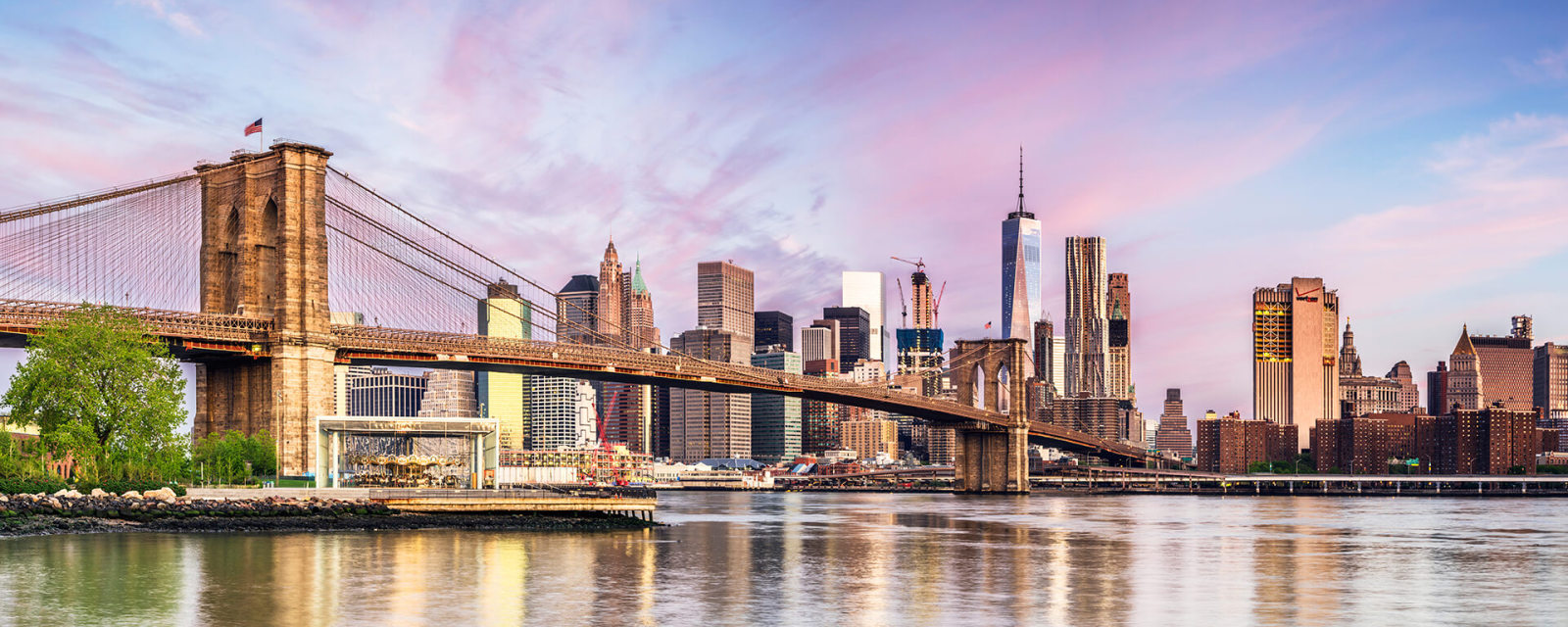 Leinwandbild MANHATTAN SKYLINE - blau-braun- 100x40 cm
