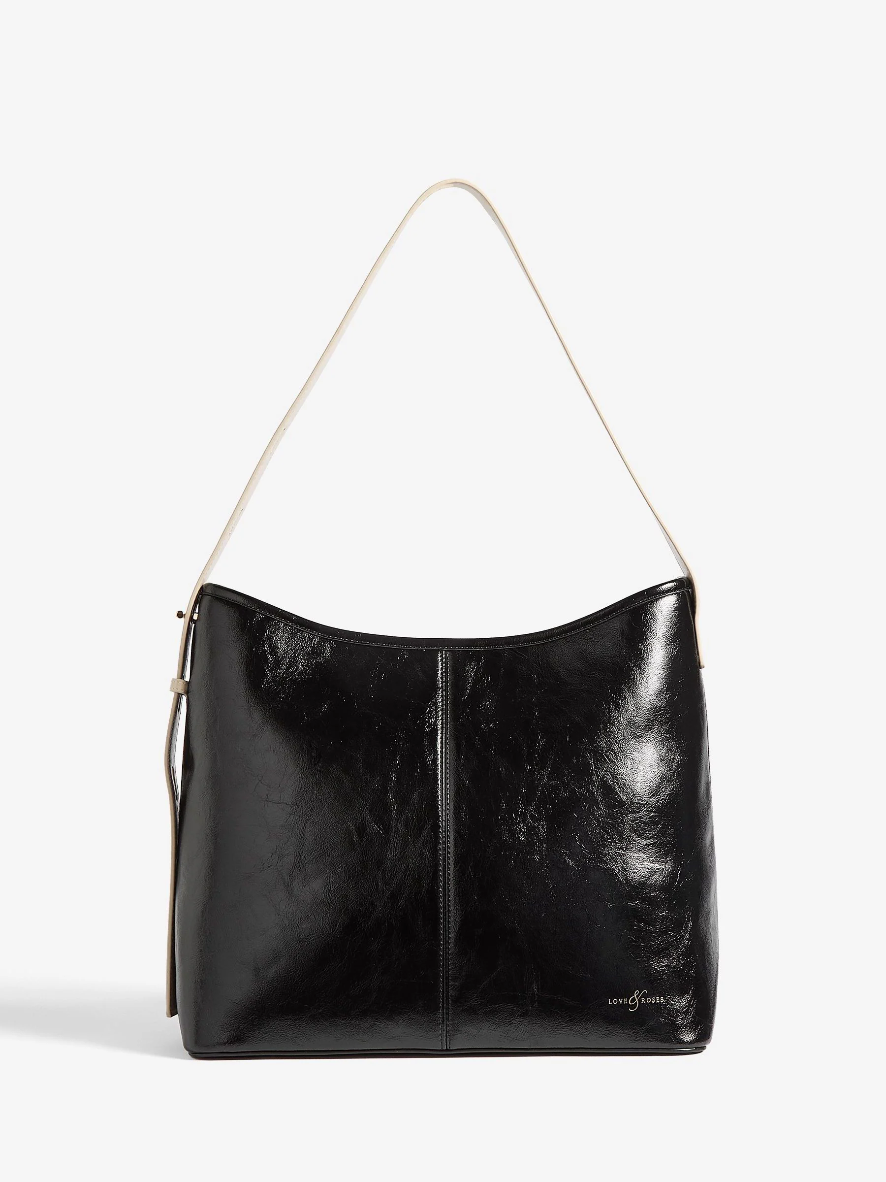Chocoladebruin en Zwart - Love & Roses Woven Slouchy Tote Bag