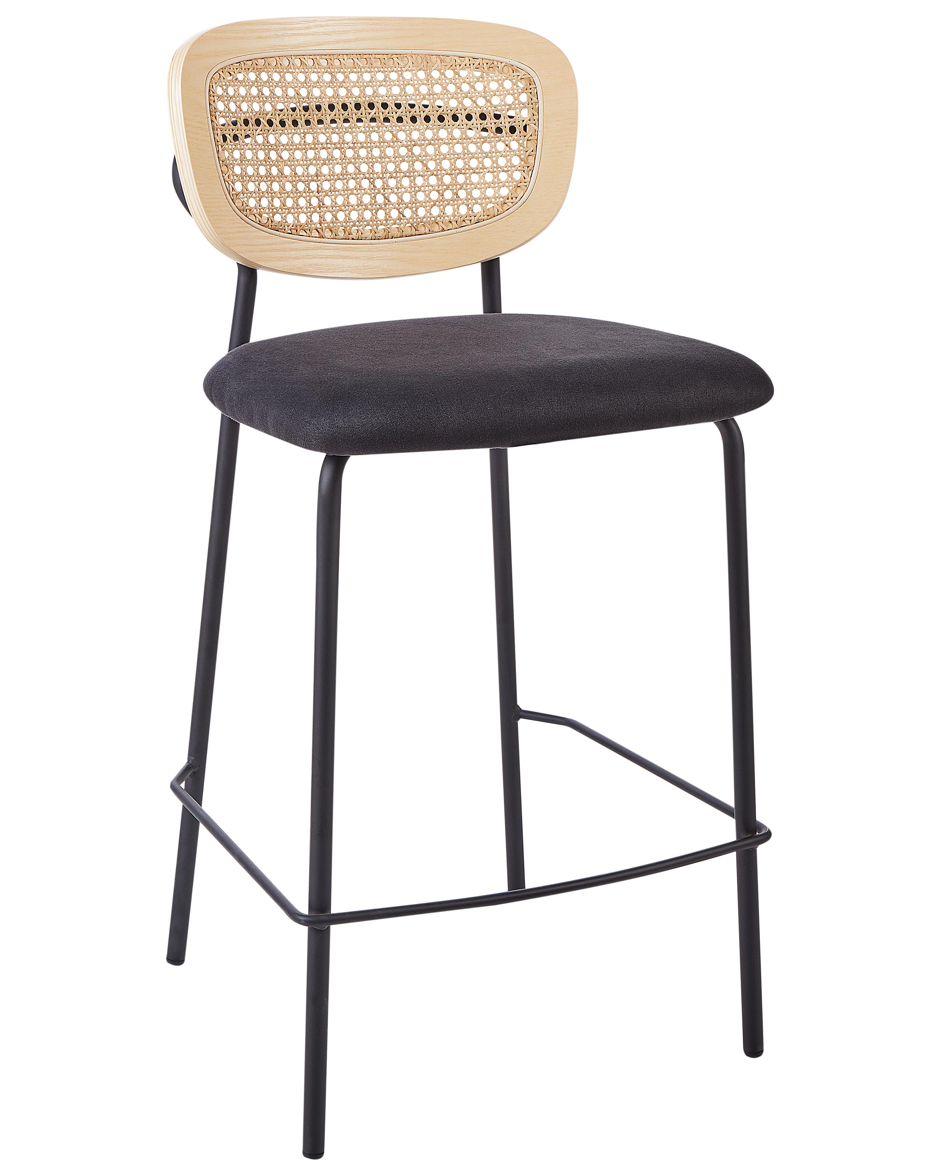 Set van 2 barstoelen MAYETTA Rotan Zwart