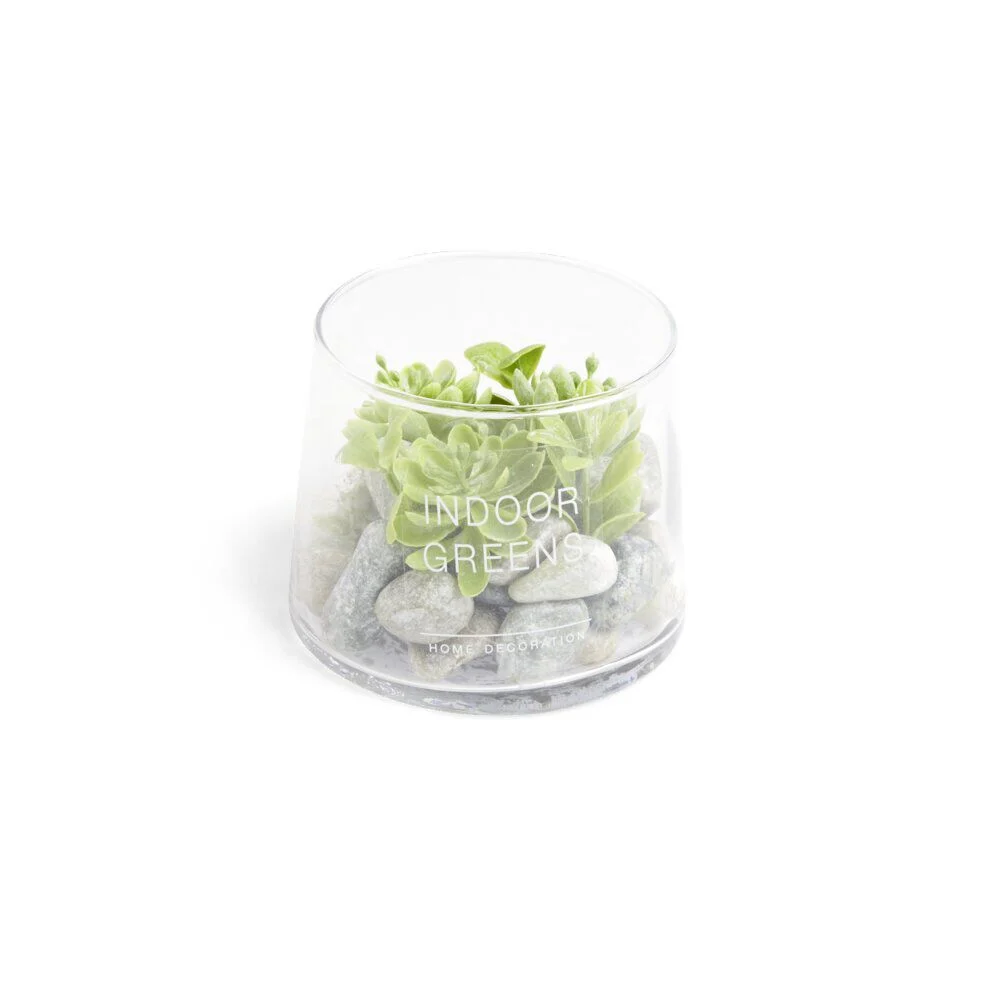 Plante artificielle grasse en pot rond 9,8xH8,2cm