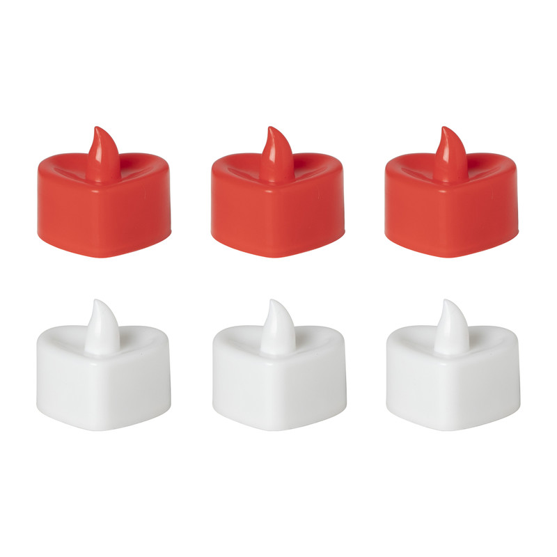 LED waxinelichten hartjes - set van 6