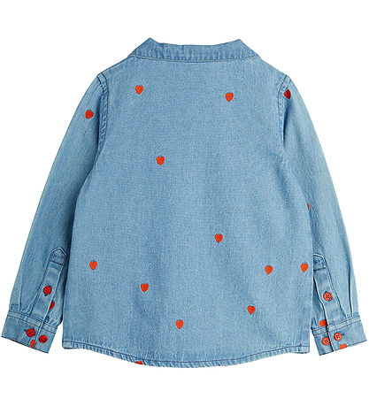 Mini Rodini Hemd - Denim - Blau m. Herzen