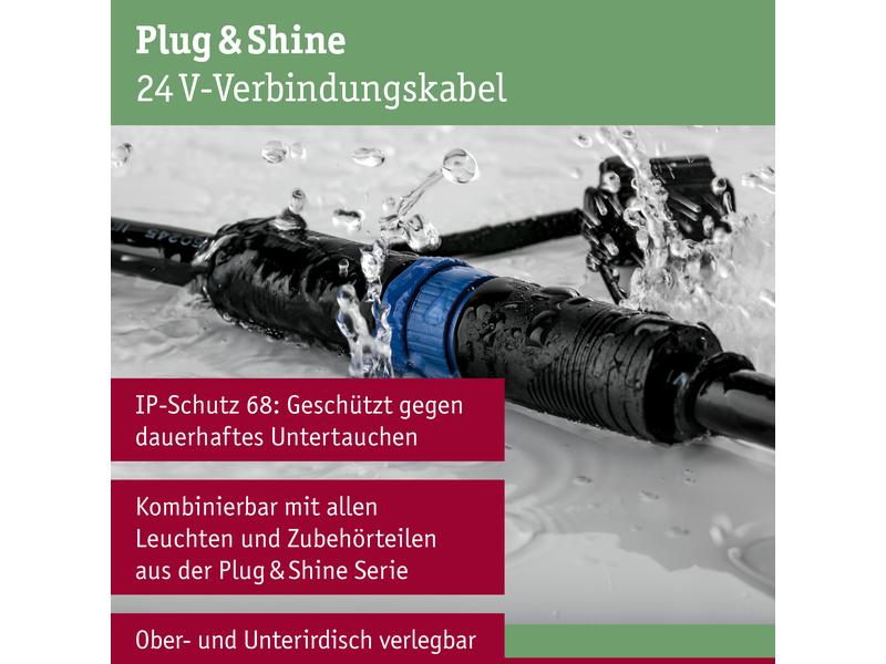 Paulmann Verlängerungskabel Plug & Shine IP68, 5m, Schwarz Verbindungskabel