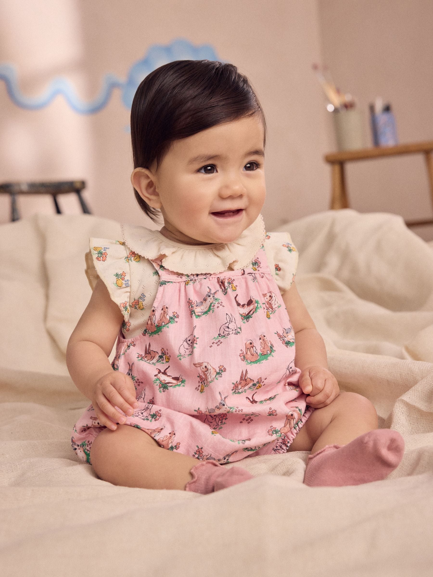 Cath Kidston roze bloemenprint - Babyromper van bedrukte jersey