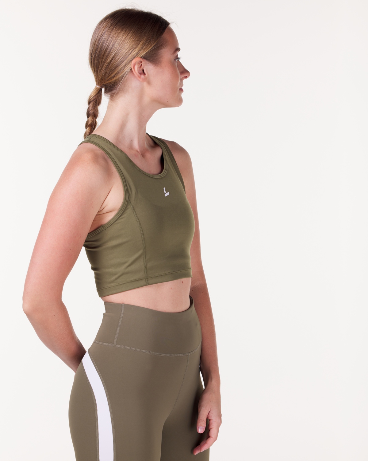 LEVITY Division Lightweight Crop Tank Green Burnt