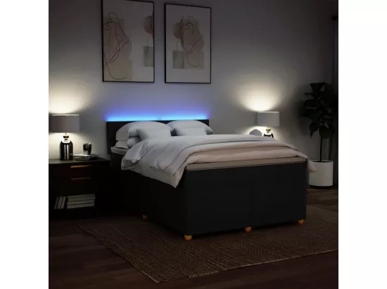 Sommier à lattes de lit avec matelas Noir 140x190 cm Tissu