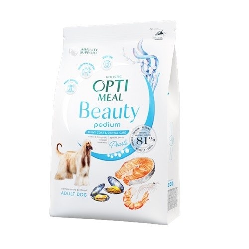 Ração Optimeal Beauty Podium Shiny Coat and Dental Health Marine Cocktail para cães