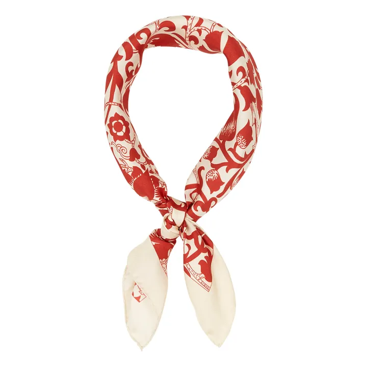 Aeneis Foulard en Soie Mur Floral | Rouge