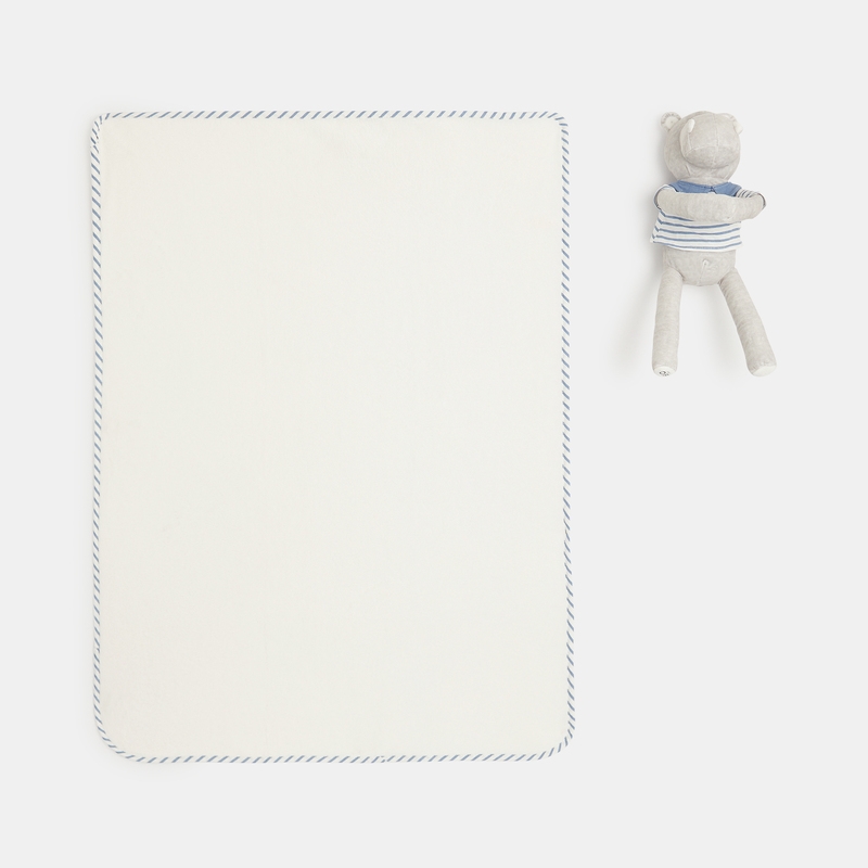 Doudou hippo et plaid bleu naissance