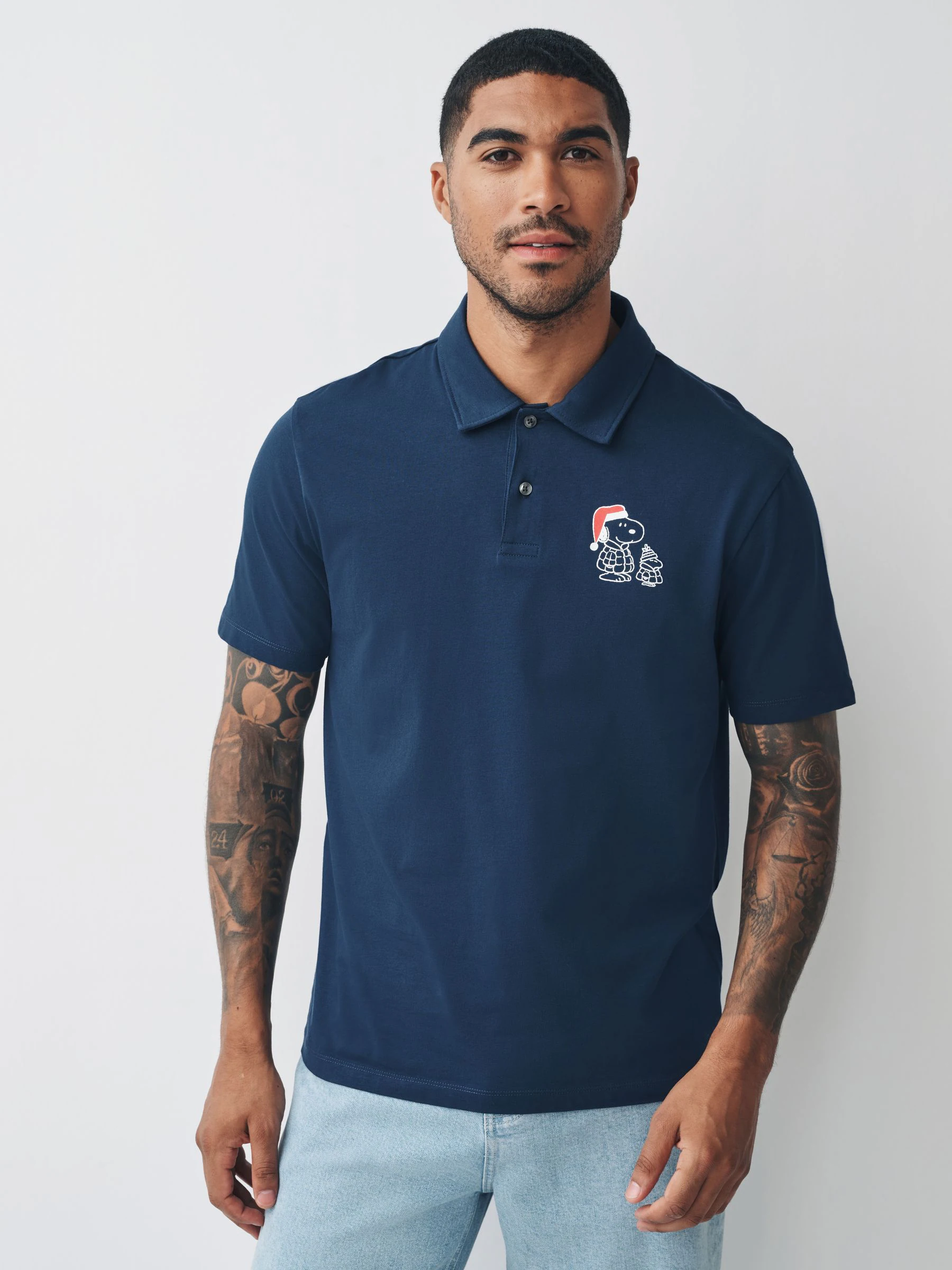 Navy Blue Snoopy - Kerstpoloshirt