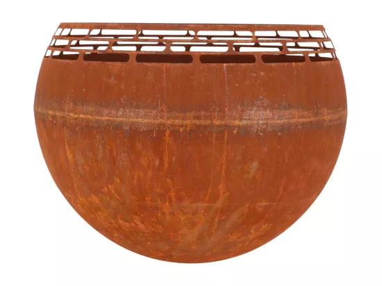 Brasero terrase rond bandes coloris rouille - 58 x 58 x 46,5 cm - Esschert Design