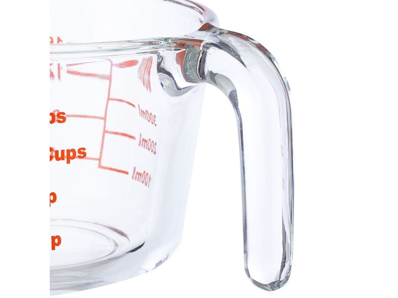 relaxdays Messbecher 500 ml, Rot/Transparent Glasmessbecher