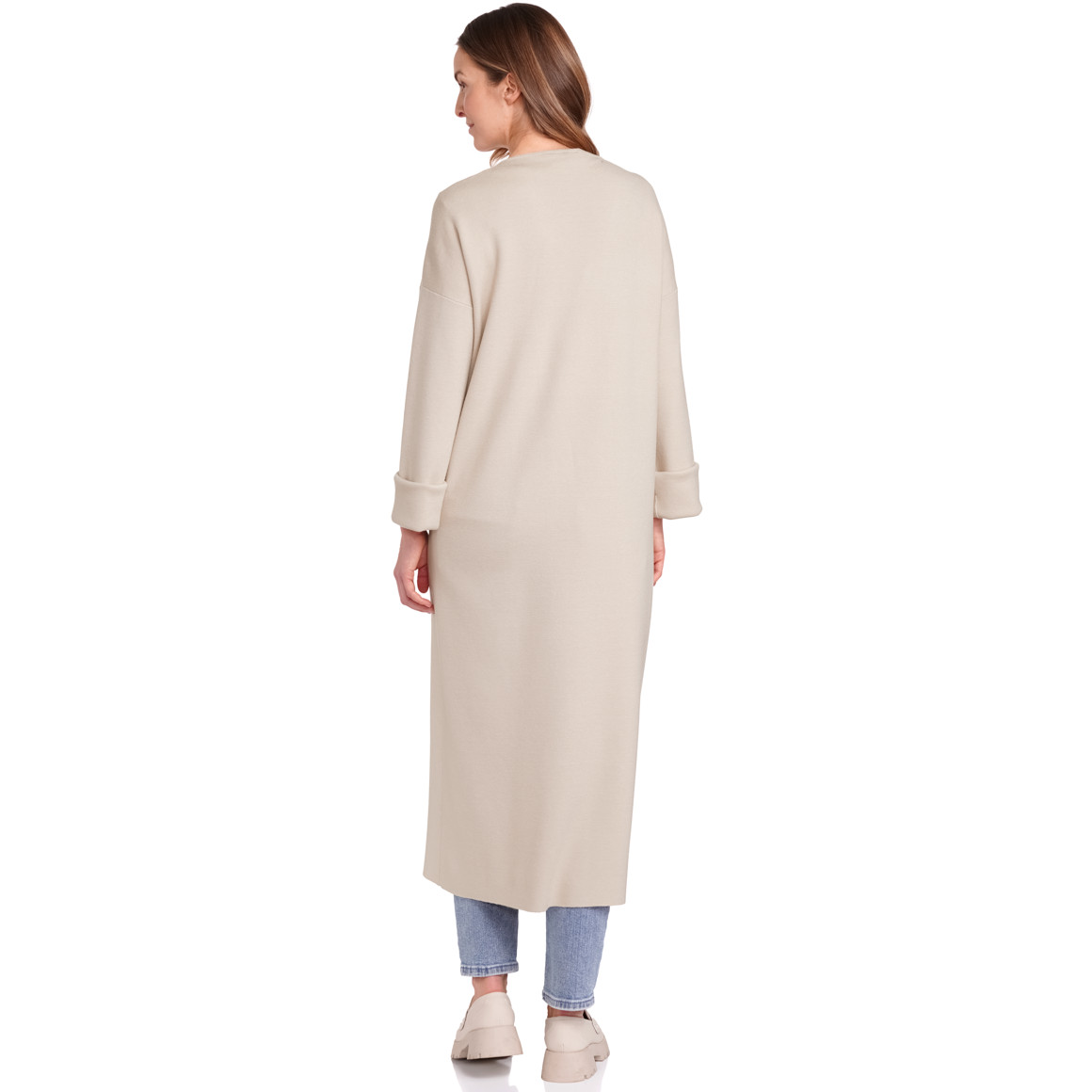 Gina Benotti Damen Strickjacke lang geschnitten beige