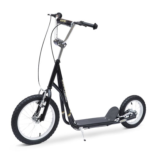Patinete infantil Homcom com guidão ajustável em altura, preto.