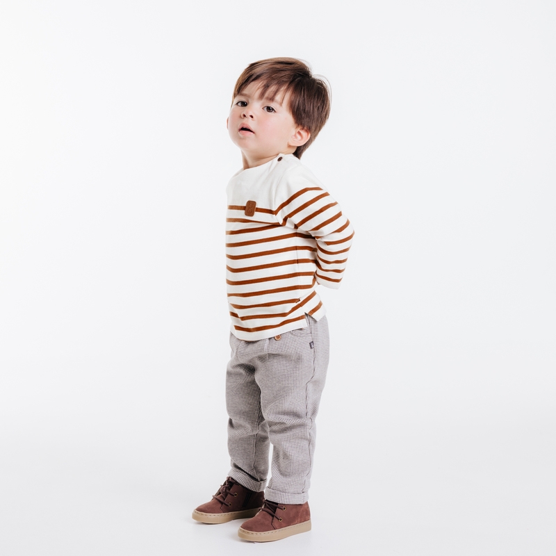 T-shirt marinière marron bébé garçon