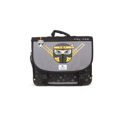 Cartable maternelle réversible Ninja - 35 cm - 1 compartiment - gris - Pol Fox