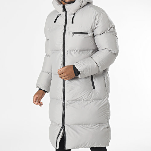 Doudoune Capuche Longue Gris