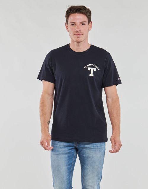 Tommy Jeans - TJM REG CURVED LETTERMAN TEE - Marine