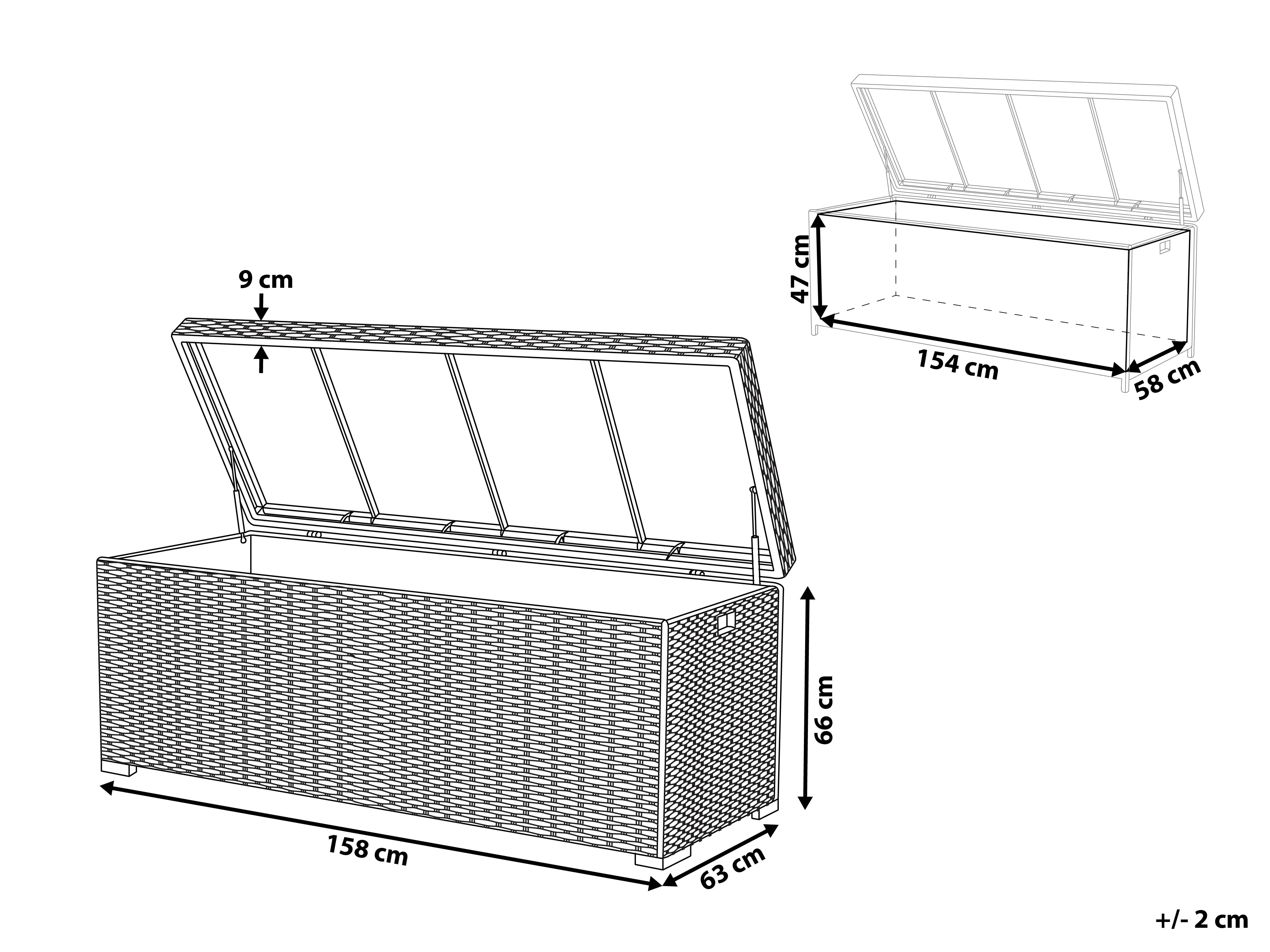 Kussenbox MODENA 158 cm 63 cm Wit