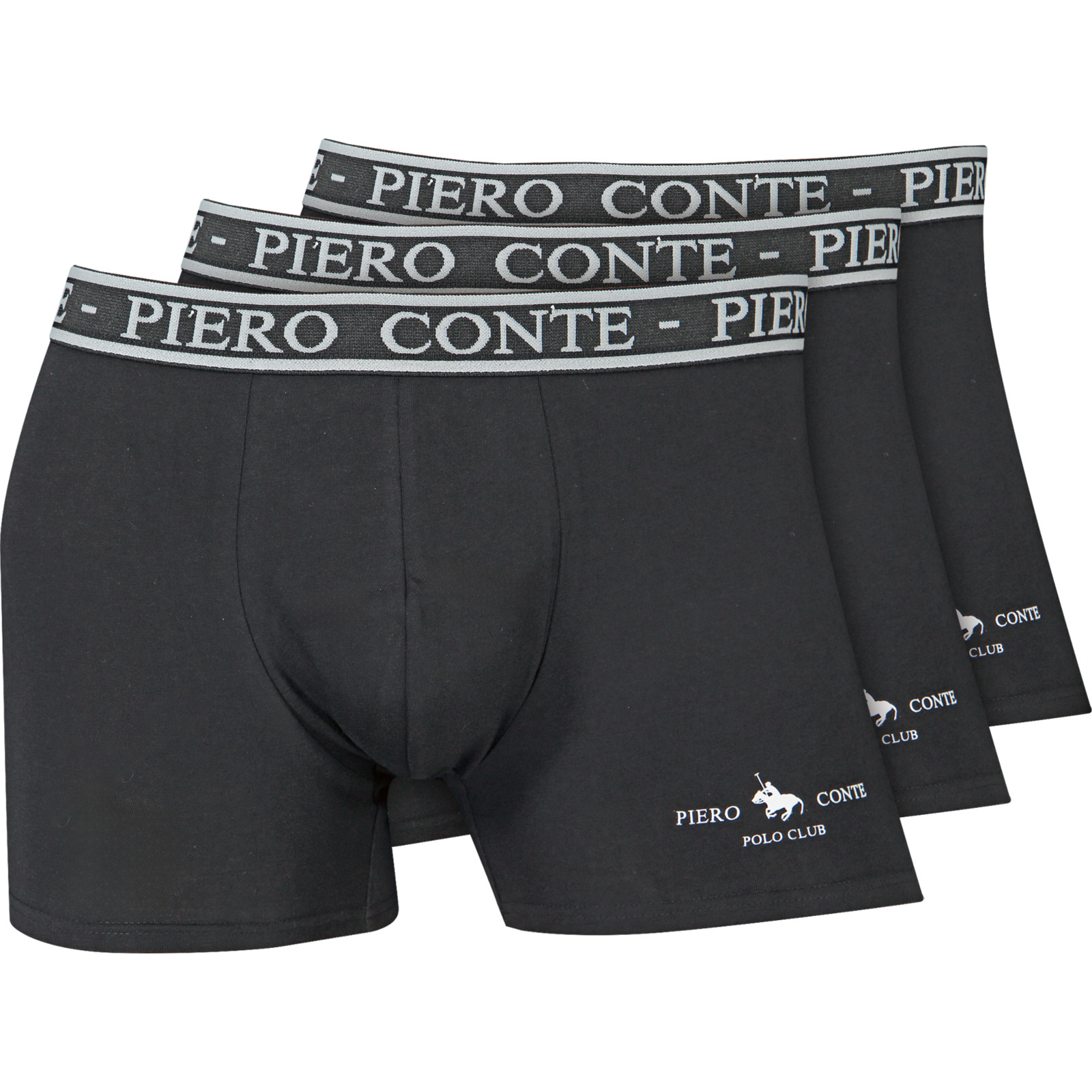 Piero Conte Herren-Boxershorts, 3 Stück XL, schwarz