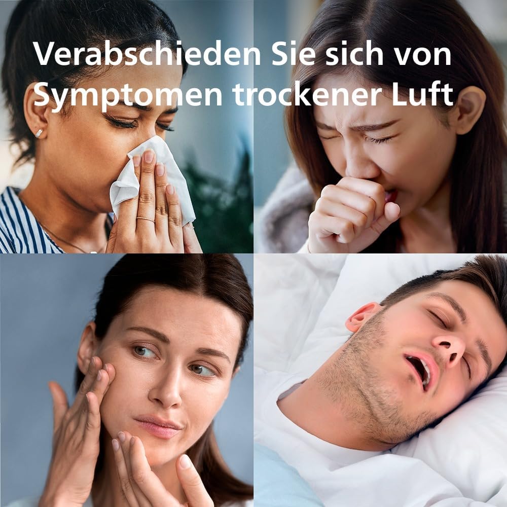 Philips 5000 Series Smart Verdunstungsbefeuchter für 45m², 12dB Ultra-leise, Schlafmodus, 99% weniger Bakterien mit NanoCloud, 300 ml/h, 4,5L Tank, Feuchtigkeitssensor, Timer, Schwarz (HU5600/03)