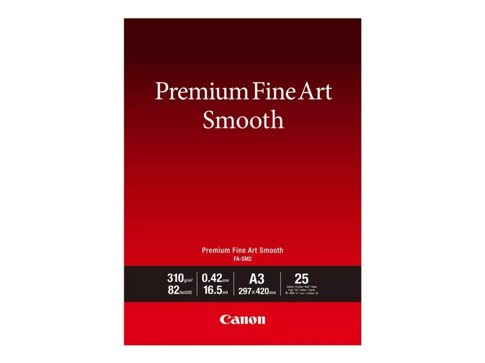 Canon Premium Fine Art FA-SM2 - Glat - 16,5 millioner - A3 (297 x 420 mm) - 310 g/m² - 82 pund - 25 ark fotopapir - for imagePROGRAF PRO-1000, PRO-300; PIXMA PRO-10S