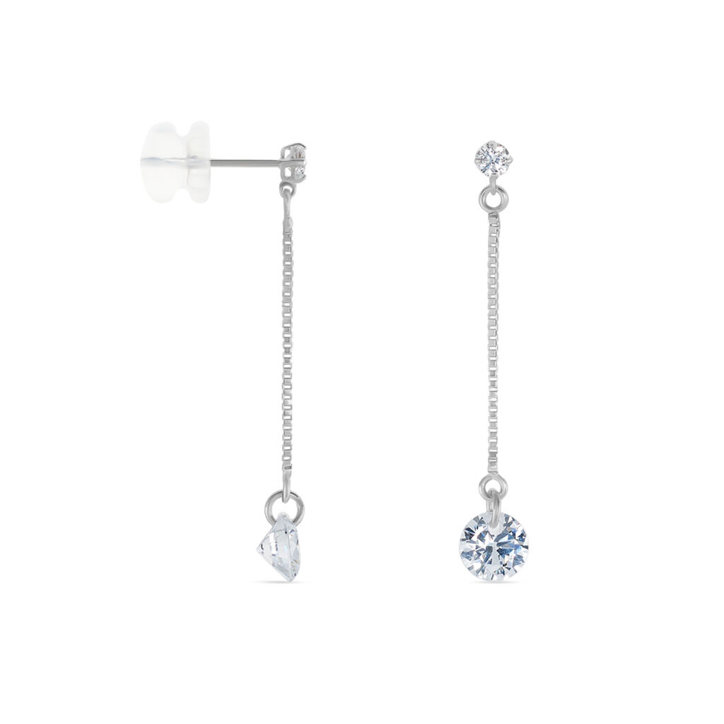 Boucles D'oreilles Pendantes Regane Or Blanc Oxyde De Zirconium