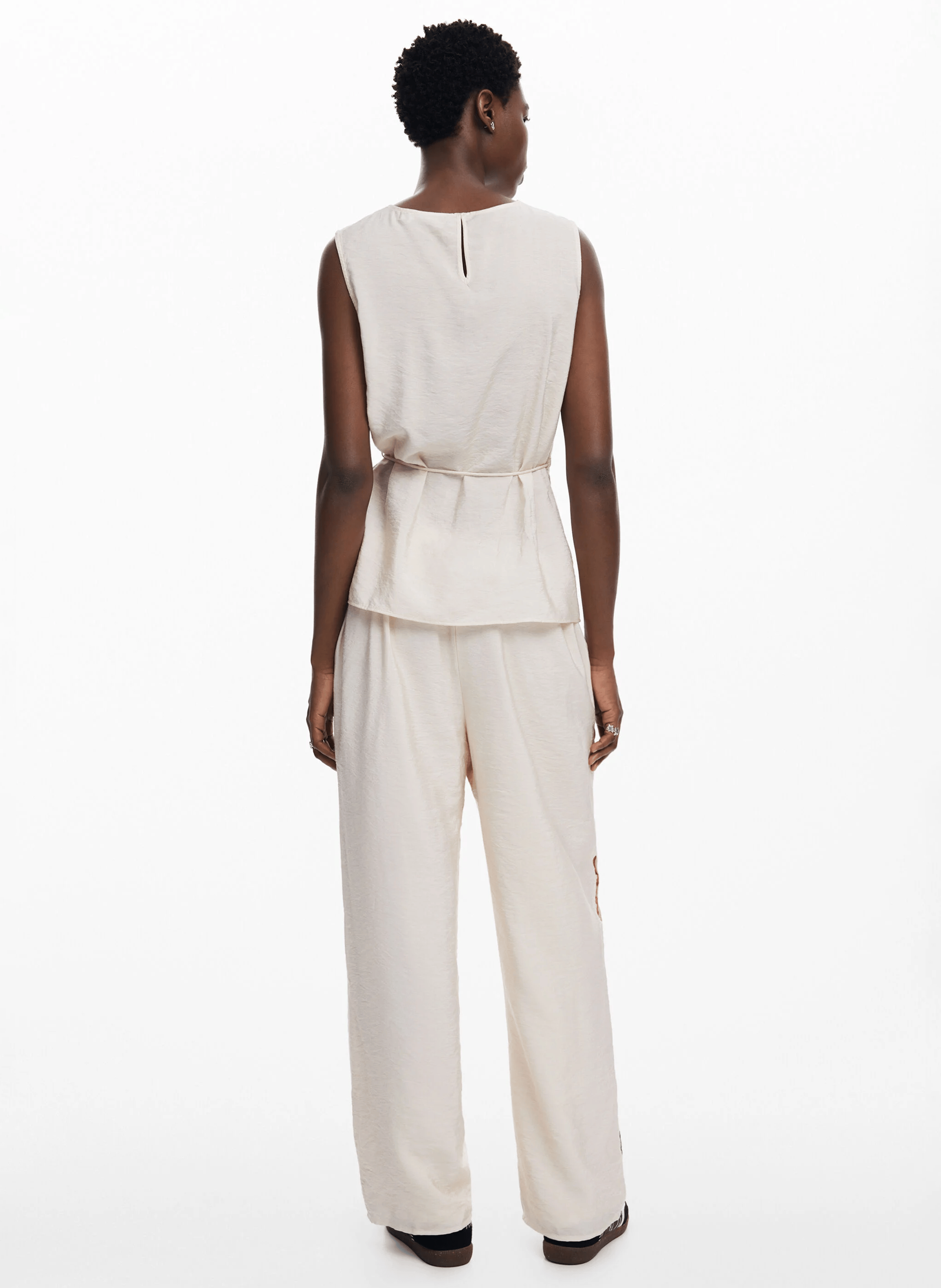 Pantalon droit imprimé à fleur | Marron