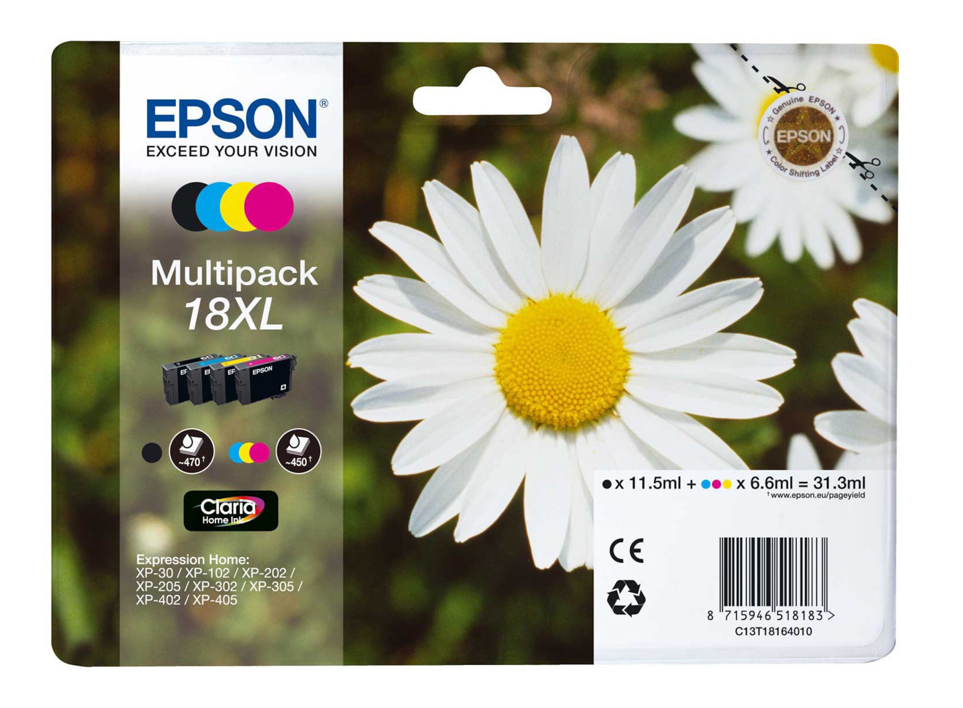 Epson 18XL blekkpatroner, pakning
