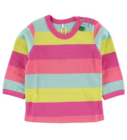 Freds WoRød Bluse - Gul/Pink/Mint Stribet