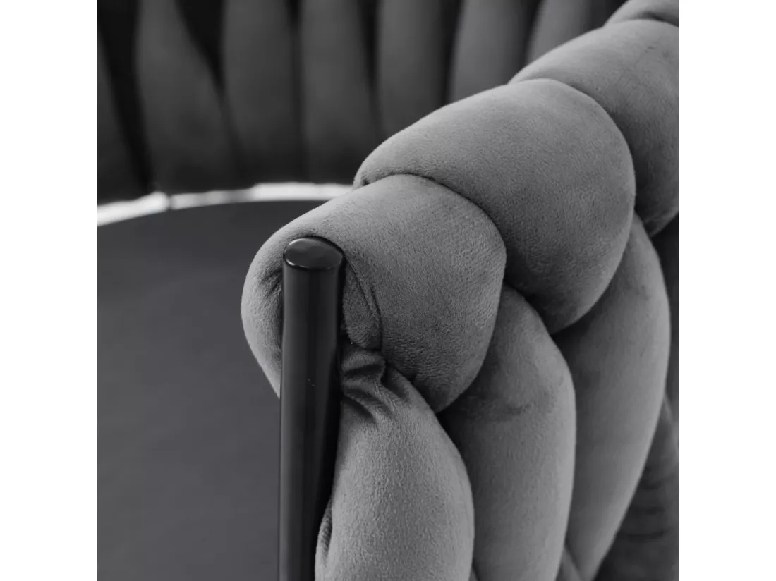 Lot de 6 chaises pivotantes 360°, en velours et métal, ergonomique, 46cm profondeur d'assise, Gris