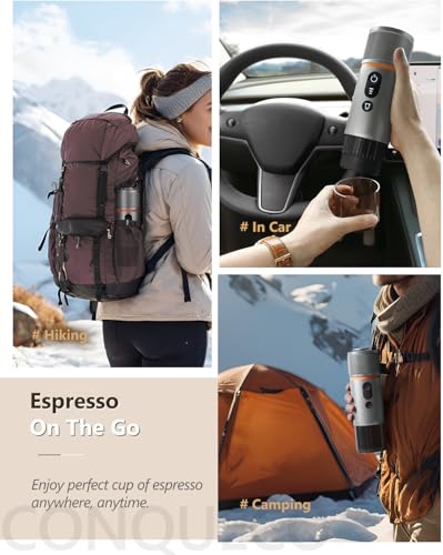 CONQUECO Machine à Cafe Portable   Cafetière à Expresso Chauffage Électrique de Voyage   pour 12V Voiture et le Camping   Compatible avec les Capsules Nespresso et les Capsules Starbucks (vert forêt) : Cuisine et Maison