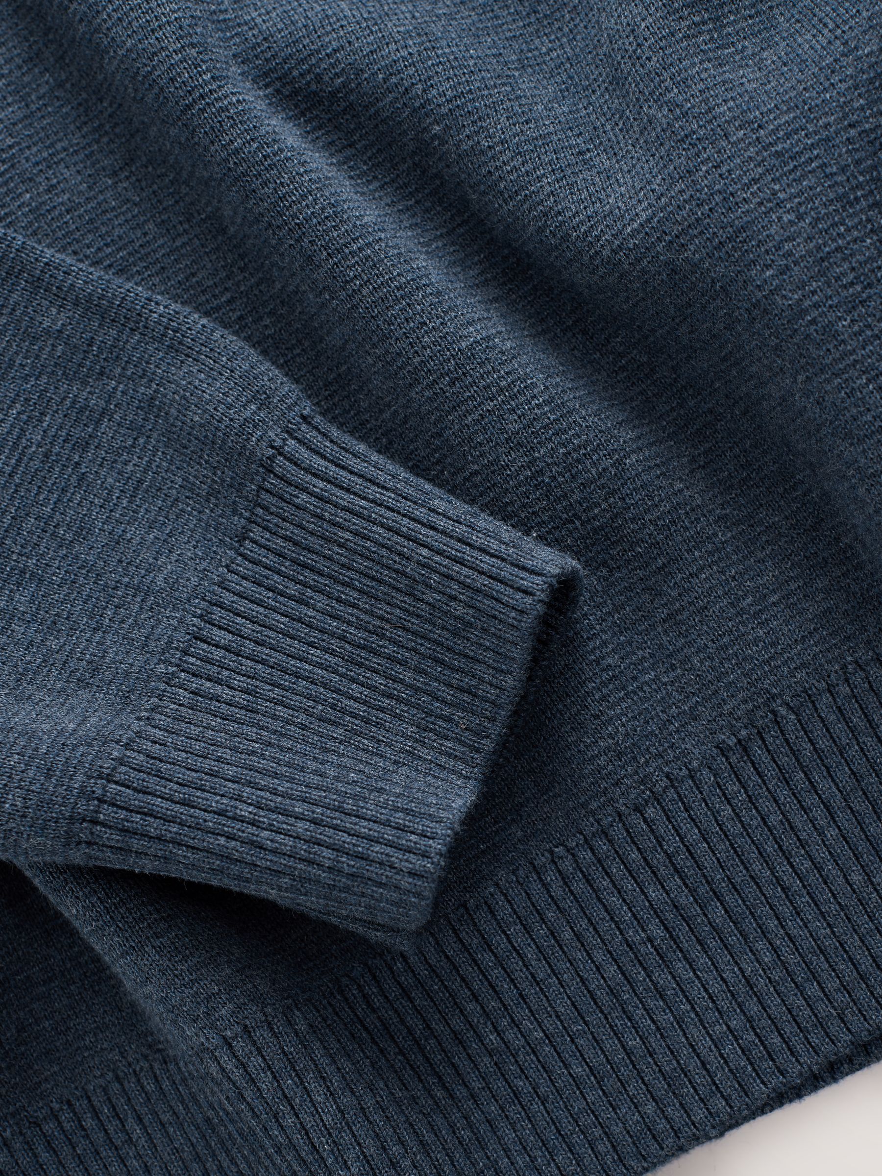 Normaal blauw - Effen - Regular fit 100% katoenen premium trui met korte rits