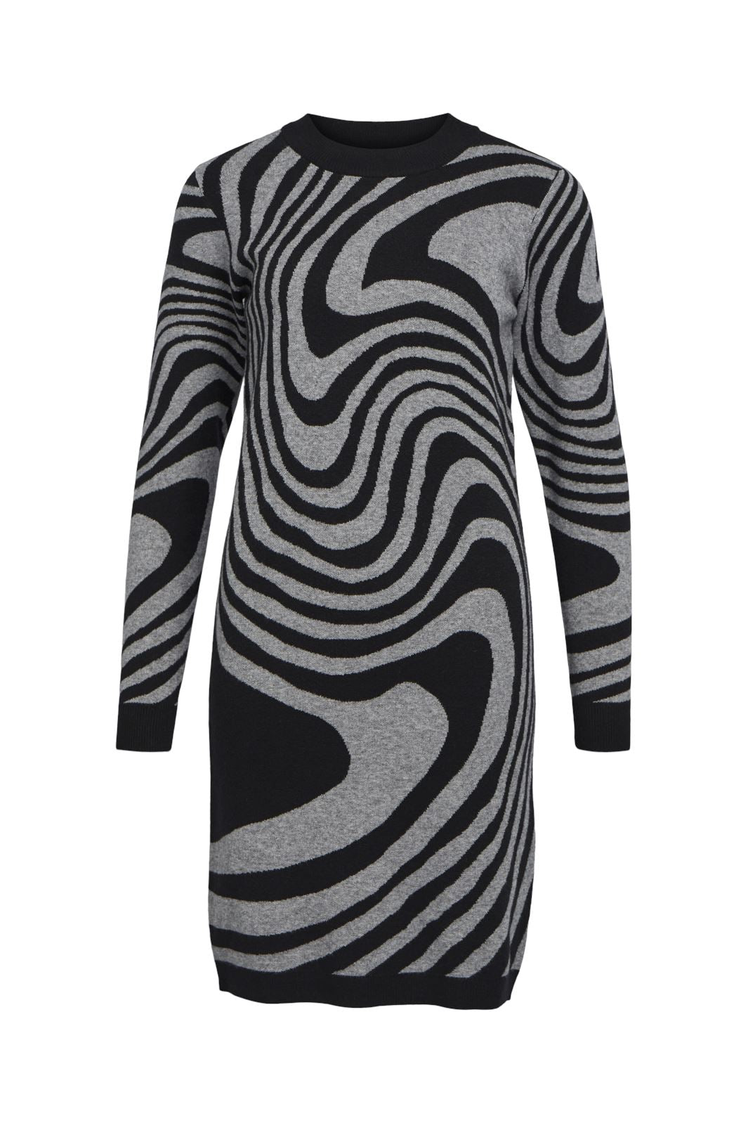Object Objray L/S Knit Dress 4536062 black medium grey melange zebra