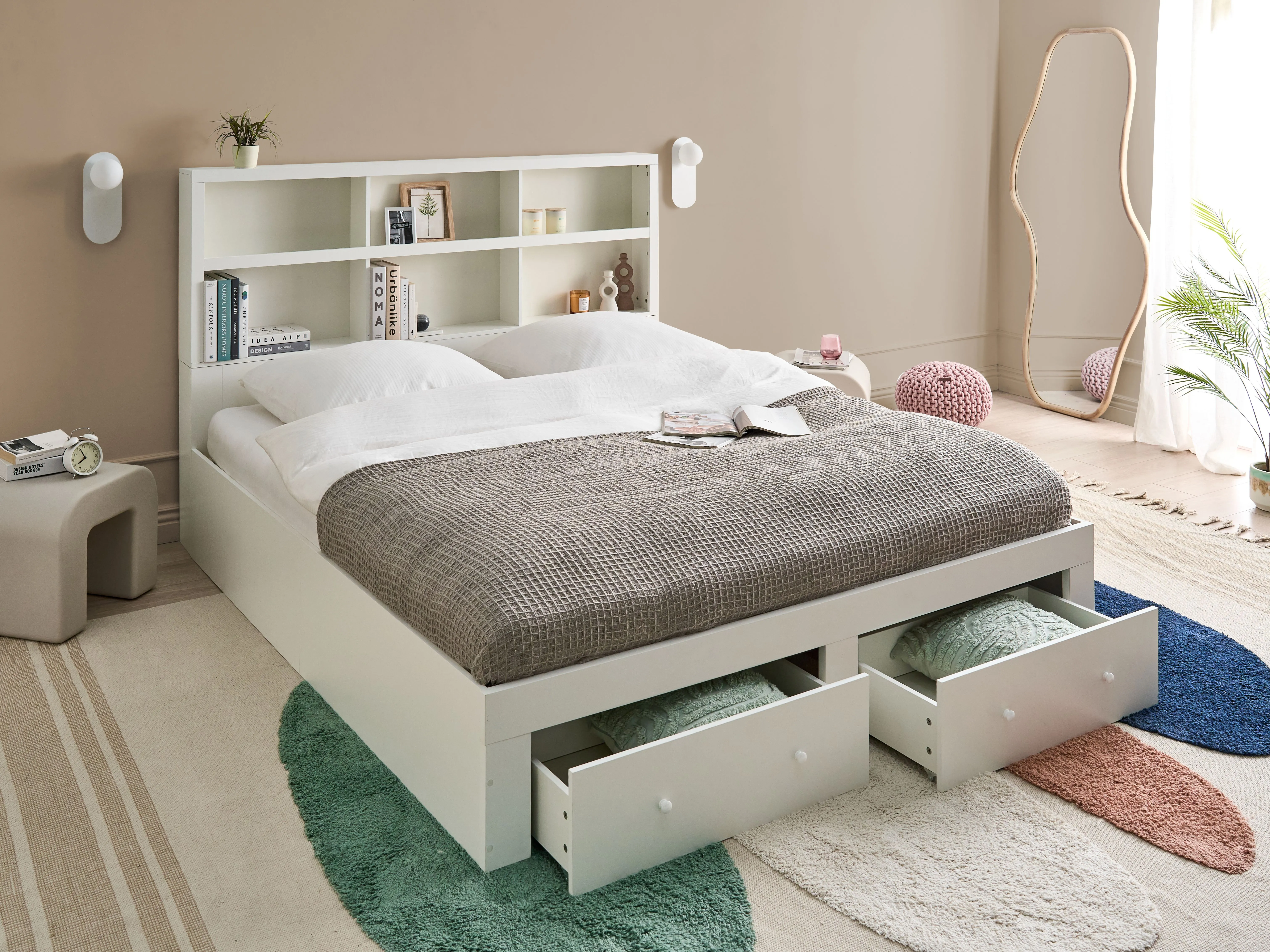 Bed met opbergladen TARARE 180 x 200 cm Wit